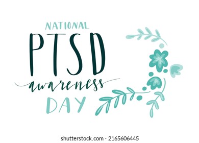 National PTSD Awareness Day hand lettering vector illustration in script