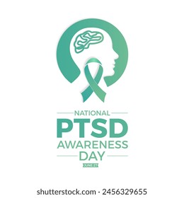 National PTSD Awareness Day health awareness vector illustration. Disease prevention vector template for banner, card, background.