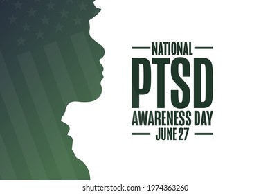 National PTSD Awareness Day. June 27. Holiday concept. Template for background, banner, card, poster with text inscription. Vector EPS10 illustration