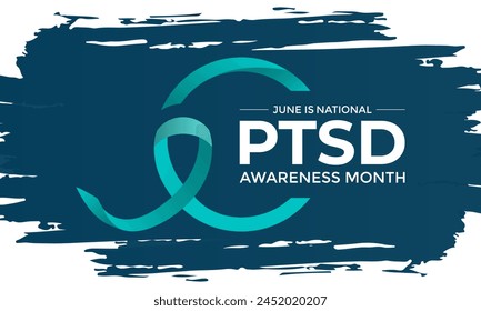 National PTSD Awareness month in June 27. Its will be raised awareness of posttraumatic stress disorder. Background, poster, card, banner design. Vector EPS 10.