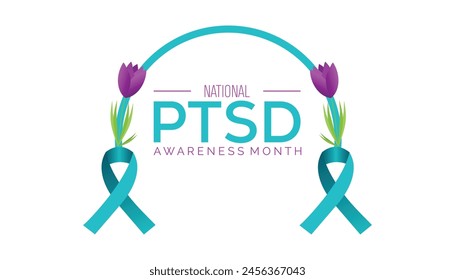 National PTSD Awareness Month observed every year in June Template for background, banner, card, poster with text inscription.