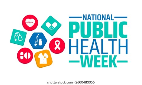 national public health week background banner or poster design template. observed every year in  April. Holiday concept. Use to any Template, card, poster, placard, template.