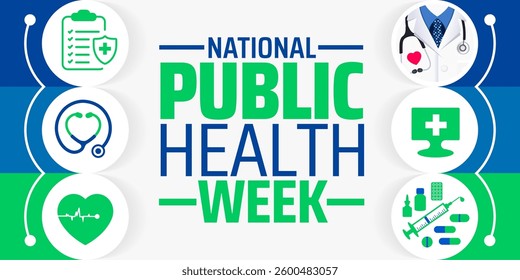 national public health week background banner or poster design template. observed every year in  April. Holiday concept. Use to any Template, card, poster, placard, template.