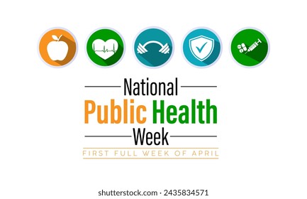National Public Health Week Observed every year of April 1 to April 7, Vector banner, flyer, poster and social medial template design.