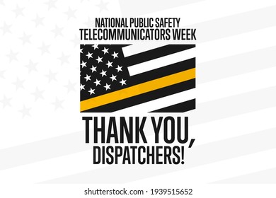 National Public Safety Telecommunicators Week. Second Week In April. Holiday Concept. Template For Background, Banner, Card, Poster With Text Inscription. Vector EPS10 Illustration