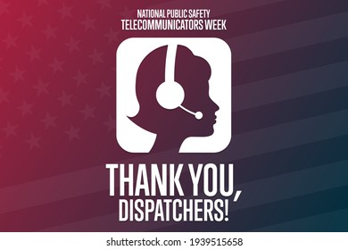 National Public Safety Telecommunicators Week. Second Week In April. Holiday Concept. Template For Background, Banner, Card, Poster With Text Inscription. Vector EPS10 Illustration