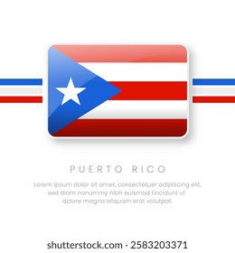 National Puerto Rico Flag.Vector Puerto Rico Button Flag. Realistic National Flag Design and Vector Template.