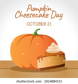 National Pumpkin Cheesecake Day Vector Illustration