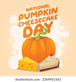 National Pumpkin Cheesecake Day vector design template good for celbration usage. pumpkin vector illustration. cake illustration. vector eps 10. flat design.