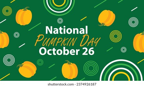 National Pumpkin Day vector banner design with geometric shapes and vibrant colors on a horizontal background. Happy National Pumpkin Day modern minimal poster.