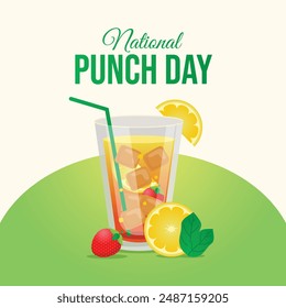 National Punch Day. Flat art design. Punch drink vector. Good for celebration template usage. eps 10. 