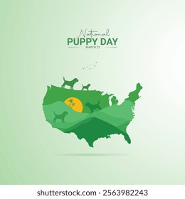 National Puppy Day creative. Dog Day poster, banner, social media post, background