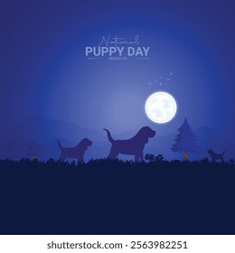 National Puppy Day creative. Dog Day poster, banner, social media post, background