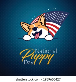 National Puppy Day. USA background design