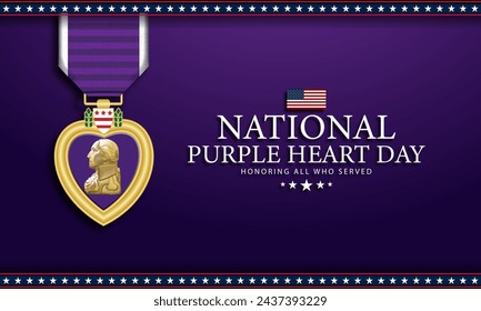 National Purple Heart Day August 7 Background Vector Illustration