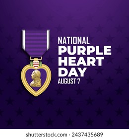 National Purple Heart Day August 7 Background Vector Illustration