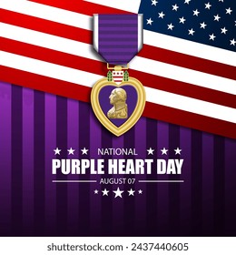 National Purple Heart Day August 7 Background Vector Illustration