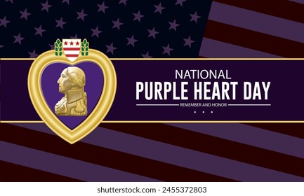 National Purple Heart Day August 7 Background Vector Illustration