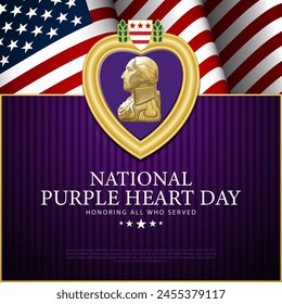 National Purple Heart Day August 7 Background Vector Illustration