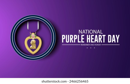 National Purple Heart Day August 7 Background Vector Illustration