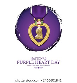 National Purple Heart Day August 7 Background Vector Illustration