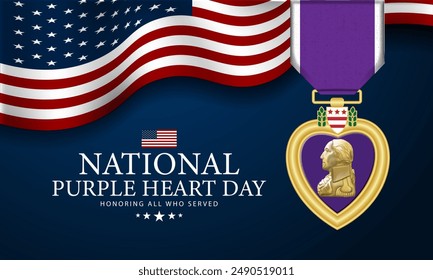 National Purple Heart Day August 7 Background Vector Illustration