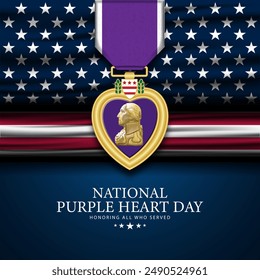 National Purple Heart Day August 7 Background Vector Illustration