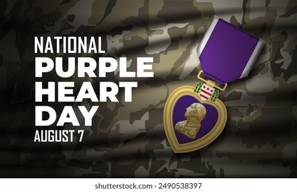 National Purple Heart Day August 7 Background Vector Illustration