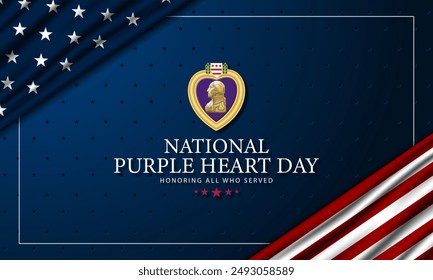 National Purple Heart Day August 7 Background Vector Illustration