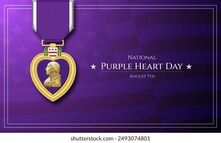 National Purple Heart Day August 7 Background Vector Illustration