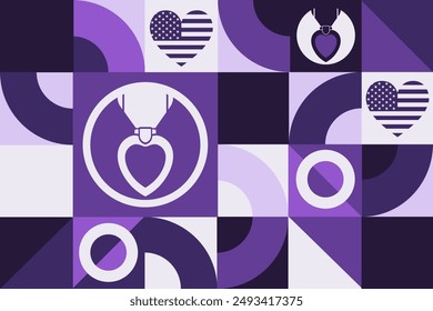 National Purple Heart Day. August 7. Seamless geometric pattern. Template for background, banner, card, poster. Vector EPS10 illustration