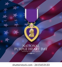 National Purple Heart Day August 7 Background Vector Illustration