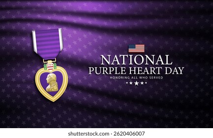 National Purple Heart Day August 7 Background Vector Illustration