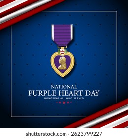 National Purple Heart Day August 7 Background Vector Illustration
