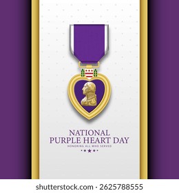 National Purple Heart Day August 7 Background Vector Illustration