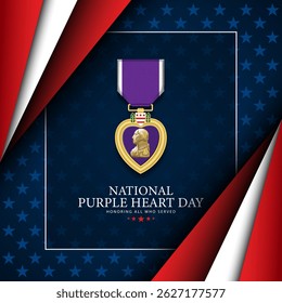 National Purple Heart Day August 7 Background Vector Illustration