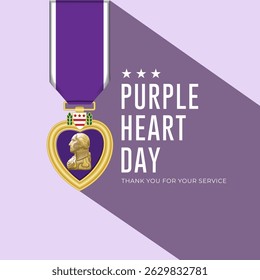 National Purple Heart Day August 7 Background Vector Illustration