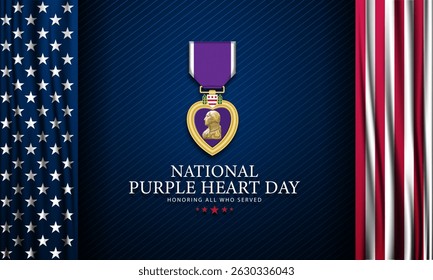 National Purple Heart Day August 7 Background Vector Illustration