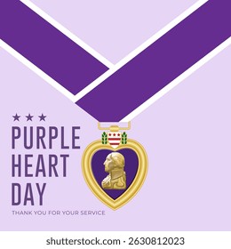 National Purple Heart Day August 7 Background Vector Illustration