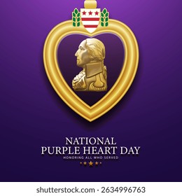 National Purple Heart Day August 7 Background Vector Illustration