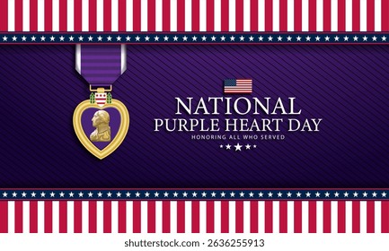 National Purple Heart Day August 7 Background Vector Illustration