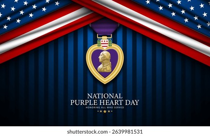 National Purple Heart Day August 7 Background Vector Illustration