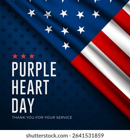 National Purple Heart Day August 7 Background Vector Illustration