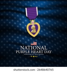 National Purple Heart Day August 7 Background Vector Illustration