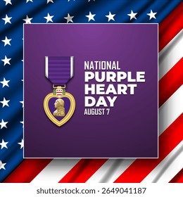 National Purple Heart Day August 7 Background Vector Illustration