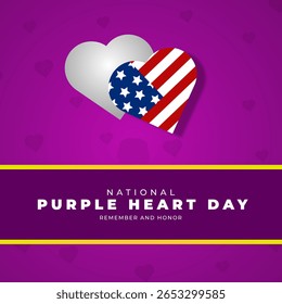 National Purple Heart Day. August 7. Holiday concept. Template for background, banner, card, poster with text inscription.