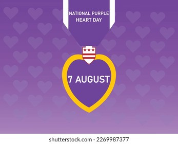 National Purple Heart Day isolated On White Background . August 7. Holiday concept. Template for background, banner, card, poster with text inscription. Vector EPS10 illustration . 