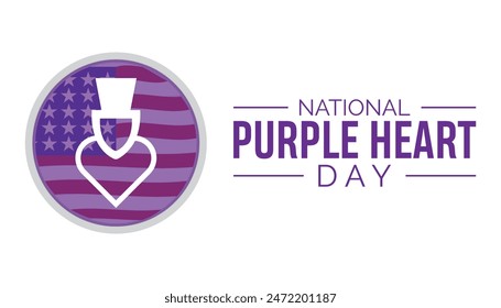 National Purple heart day is observed every year on August.banner design template Vector illustration background design.