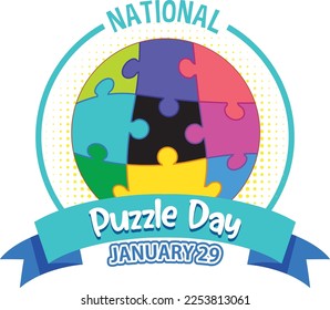 National puzzle day banner illustration