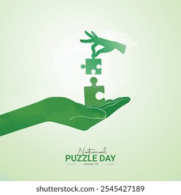 Dia Nacional do Quebra-cabeça. Puzzle Day criativo anúncios design para design de mídia social, 29 de janeiro. Dia importante